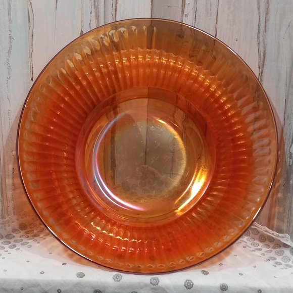 Large Vintage Iridescent Marigold Carnival Glass Bowl - Picture 1 of 6